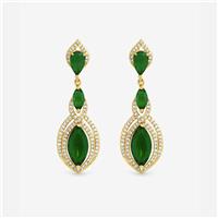 Jon Richard Gold Plated Emerald Navette Drop Earrings