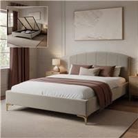 XR Living Avery Double Velvet End Lift Ottoman Bed Frame - Natural