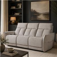 Aspire Riva Fabric 3 Seater Power Recliner Sofa - Natural