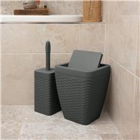 Addis 5 Litre Bathroom Bin and Toilet Brush Set - Charcoal