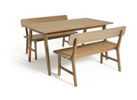 Habitat Nel Wood Veneer Dining Table & 2 Oak Benches