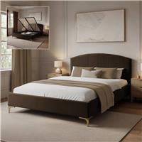 XR Living Avery Double Velvet End Lift Ottoman Bed Frame - Brown