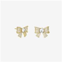 Jon Richard Gold Plated Pave Crystal Bow Earrings