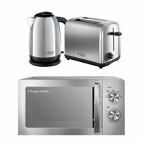 Russell Hobbs Polished Classics Bundle Kettle,2Slice Toaster & Microwave-S/Steel