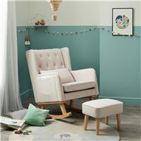 Babymore Lux Polyester Rocking Chair With Foot Stool - Cream