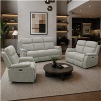 Aspire Kingsmere Fabric 3, 2 & 1 Seater Power Recliner Sofa - Grey