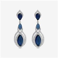 Jon Richard Rhodium Sapphire Navette Drop Earrings
