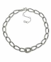 DKNY Silver Tone Pave Crystal Link Collar Necklace