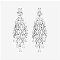 Jon Richard Rhodium Plated Crystal Statement Drop Earrings