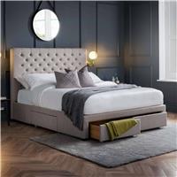 Julian Bowen Wilton Kingsize Linen 4 Drawer Storage Bedframe - Grey