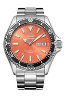 Orient Mako Kamasu Orange Dial Men's Silver Stainless Steel Bracelet Watch