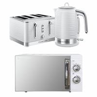 Russell Hobbs Inspire Bundle Kettle, 4 Slice Toaster & Microwave - White