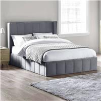 Julian Bowen Katie Winged Double Velvet End Lift Ottoman Bed - Grey