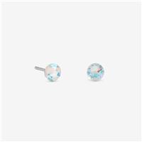 Simply Silver 925 Sterling Silver 4mm White Opal Stud Earrings