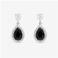 Jon Richard Rhodium Plated Cubic Zirconia Sapphire Pear Drop Earrings