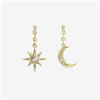 Inicio Gold Plated Mismatch Celestial Drop Earrings
