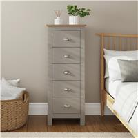 GFW Lancaster 5 Drawer Tallboy - Grey