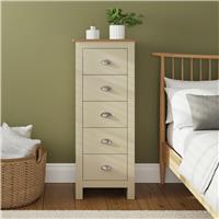 GFW Lancaster 5 Drawer Tallboy - Cream
