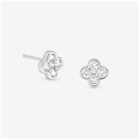 Simply Silver 925 Sterling Silver Cubic Zirconia Clover Stud Earrings
