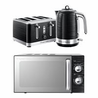 Russell Hobbs Inspire Bundle Kettle, 4 Slice Toaster & Microwave - Black
