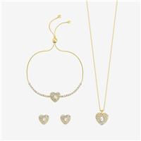 Jon Richard Gold Plated And Crystal Heart Trio Jewellery Set - Gift Box