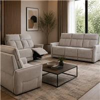 Aspire Riva Fabric 3, 2 & 1 Seater Power Recliner Sofa - Natural