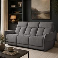 Aspire Riva Fabric 3 Seater Power Recliner Sofa - Grey