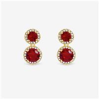 Jon Richard Gold Plated Cubic Zirconia Ruby Double Halo Drop Earrings