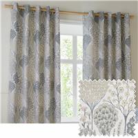 Wylder Ophelia Floral Eyelet Curtains - Wedgewood - 229x137cm