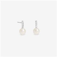 Simply Silver 925 Sterling Silver Pearl Bar Stud Earrings