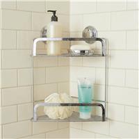 Stick n Lock 2 Tier Corner Shelves - Chrome