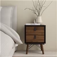 Furniture To Go Ry 2 Drawer Bedside Table - Black And Brown
