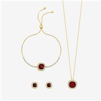 Jon Richard Gold Plated And Garnet Crystal Trio Jewellery Set - Gift Box