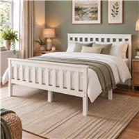 Aspire Atlantic Small Double Wooden Bed Frame - White