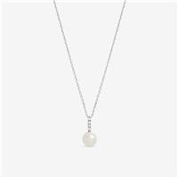 Simply Silver 925 Sterling Silver Cubic Zirconia Bar Pearl Pendant Necklace