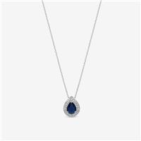 Jon Richard Rhodium Plated Cubic Zirconia Sapphire Pear Pendant Necklace
