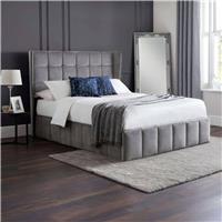 Julian Bowen Gatsby Double Velvet End Lift Ottoman Bed - Grey