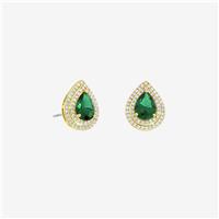 Jon Richard Gold Plated Cubic Zirconia Emerald Pear Stud Earrings