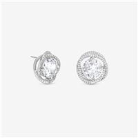 Jon Richard Rhodium Plated Cubic Zirconia Twist Halo Stud Earrings
