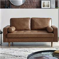 Julian Bowen Henley Faux Leather 3 Seater Sofa - Brown