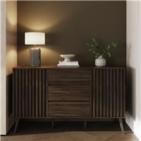 GFW Louvered 2 Door 3 Drawer Sideboard - Walnut Effect