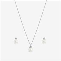 Simply Silver 925 Sterling Silver Freshwater Pearl Necklace And Earring Set