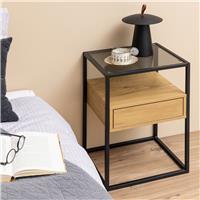 Furniture To Go Randolf 1 Drawer Bedside Table - Black and Brown