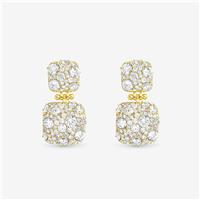 Jon Richard Gold Plated Pave Square Double Drop Earrings