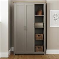 GFW Lancaster 2 Door Shelf Wardrobe - Grey