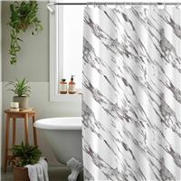Aqualona Marble Print Shower Curtain - Grey