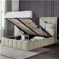 Julian Bowen Gatsby Kingsize Velvet End Lift Ottoman Bed - Cream