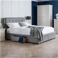 Julian Bowen Fullerton Double Linen 4 Drawer Storage Bedframe - Grey