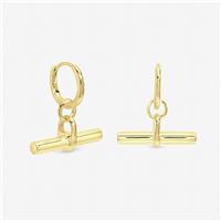 Inicio Gold Plated T-Bar Hoop Earrings with Gift Pouch