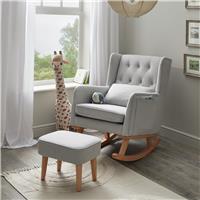 Babymore Lux Polyester Rocking Chair With Foot Stool - Grey